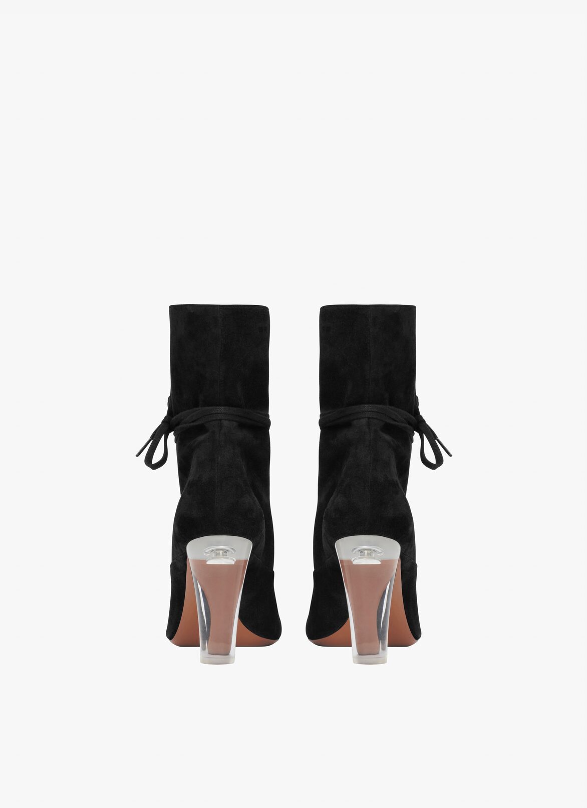 Trekking ankle boots in suede calfskin ALAÏA BLACK TREKKING ANKLE BOOTS IN SUEDE CALFSKIN